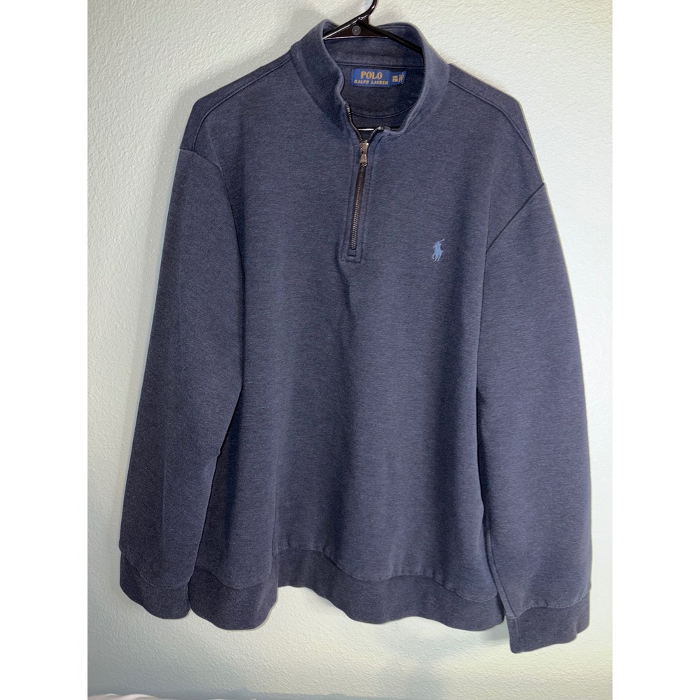 Polo Ralph Lauren Mens XXL navy Heather Quarter Zip Pullover Sweatshirt